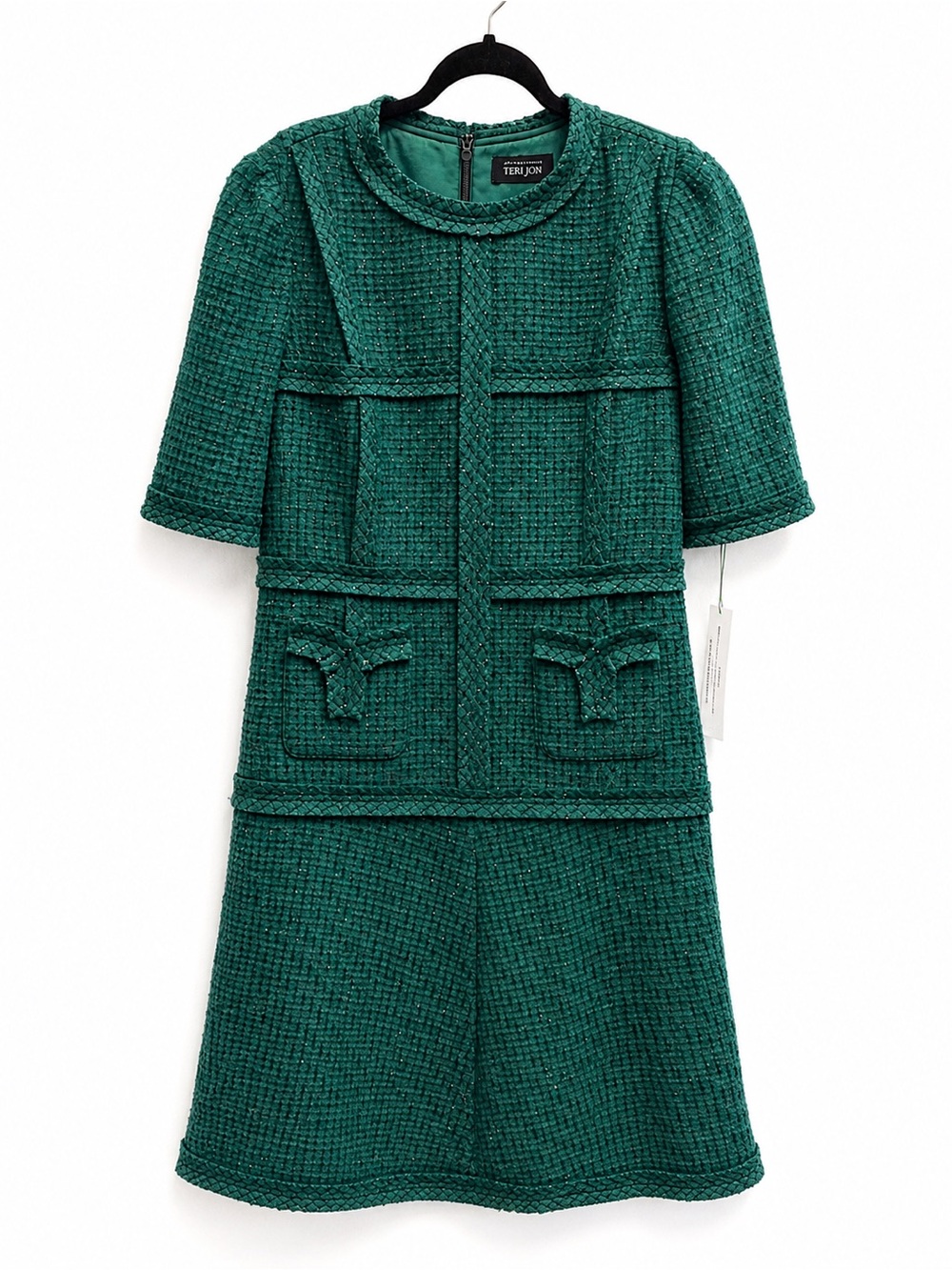 Teri Jon by Ricki Freeman Metallic Tweed Geo Stripe Dress